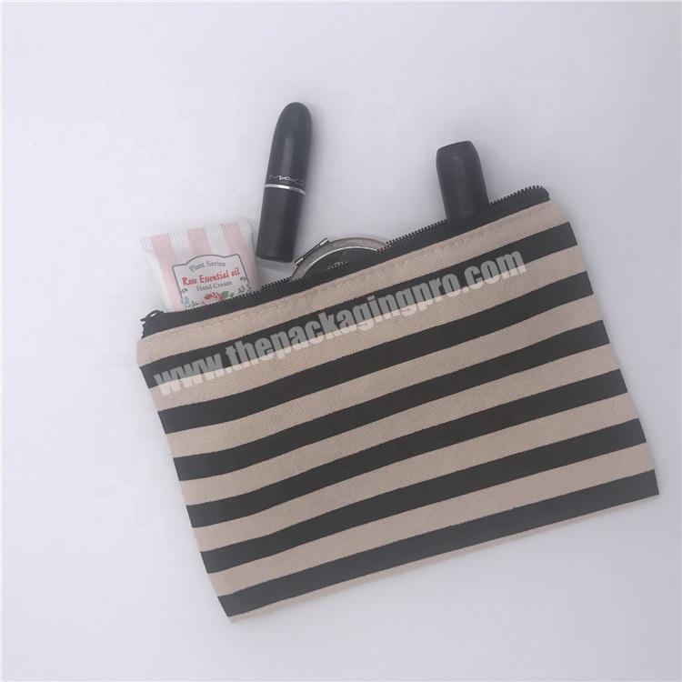 Wholesale canvas cosmetic pouch with zipper makeup bag