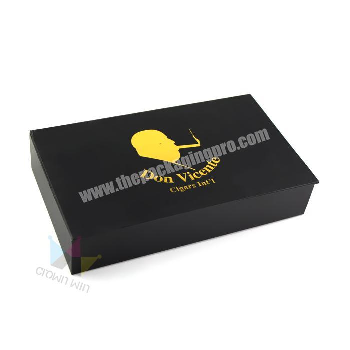 Wholesale Cardboard Black Color Magnetic Box With Gold Foil Customized Logo