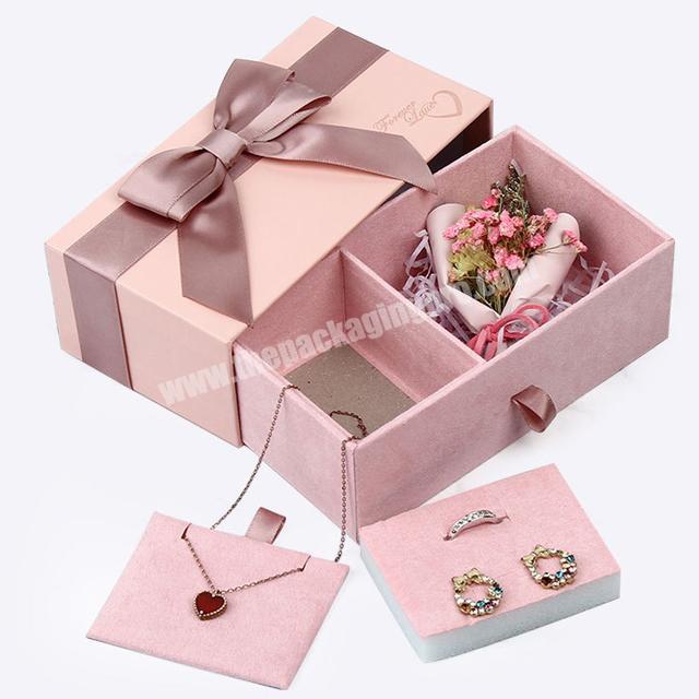 Wholesale Cardboard Gift Square 2 Grids Design Travel Portable Jewelry Storage Box
