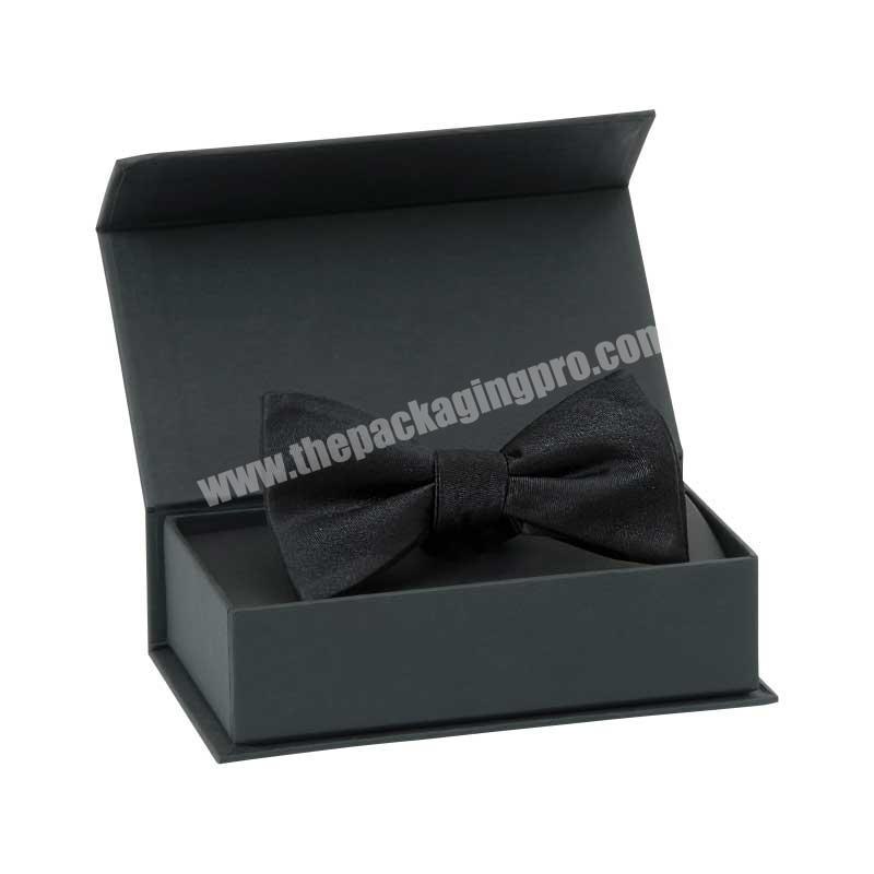 Wholesale cardboard luxury matte black paper bow tie packaging gift box