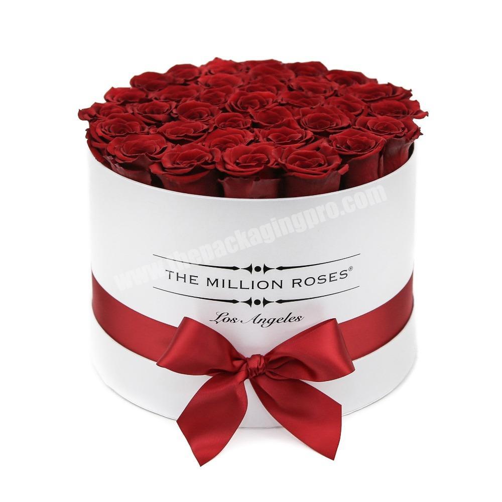 Wholesale Cardboard Luxury Round Flower Gift Box With Ribbon Bow