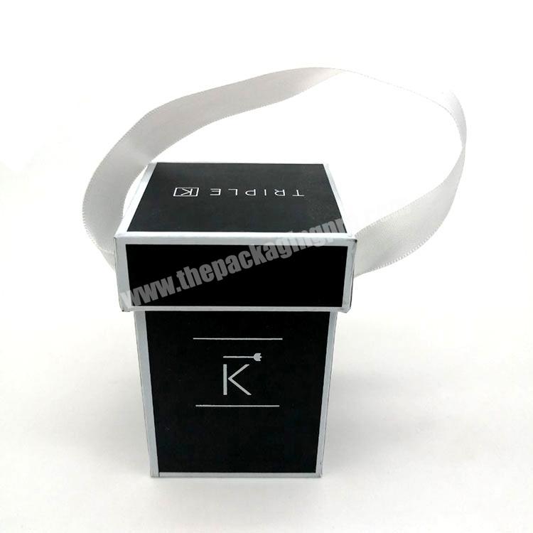 Wholesale cardboard square black single rose packaging flower boxes with handle