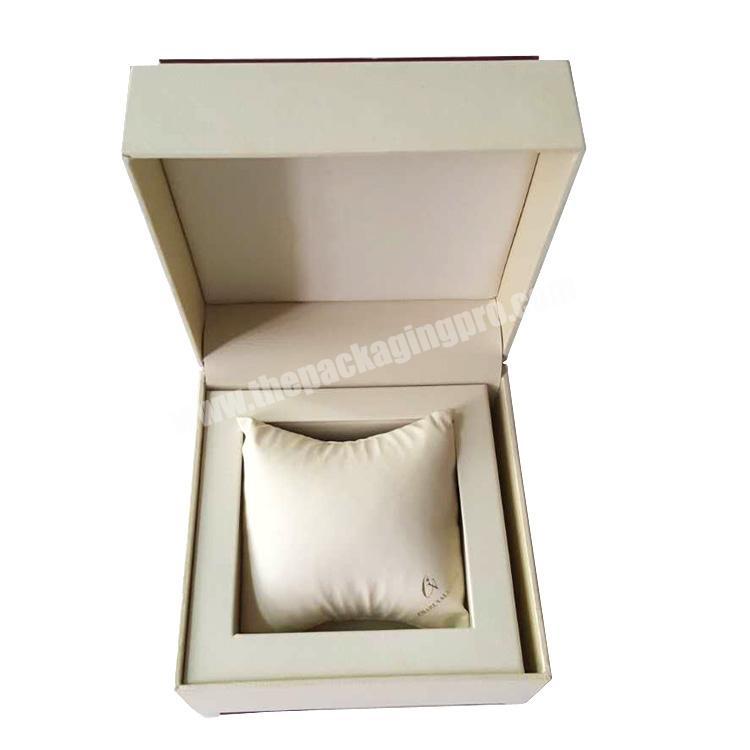 Wholesale China Custom Logo Gift Boxes with Velvet Pillow for Bangle Bracelet Packing Black PU Leather Packaging Watch Box