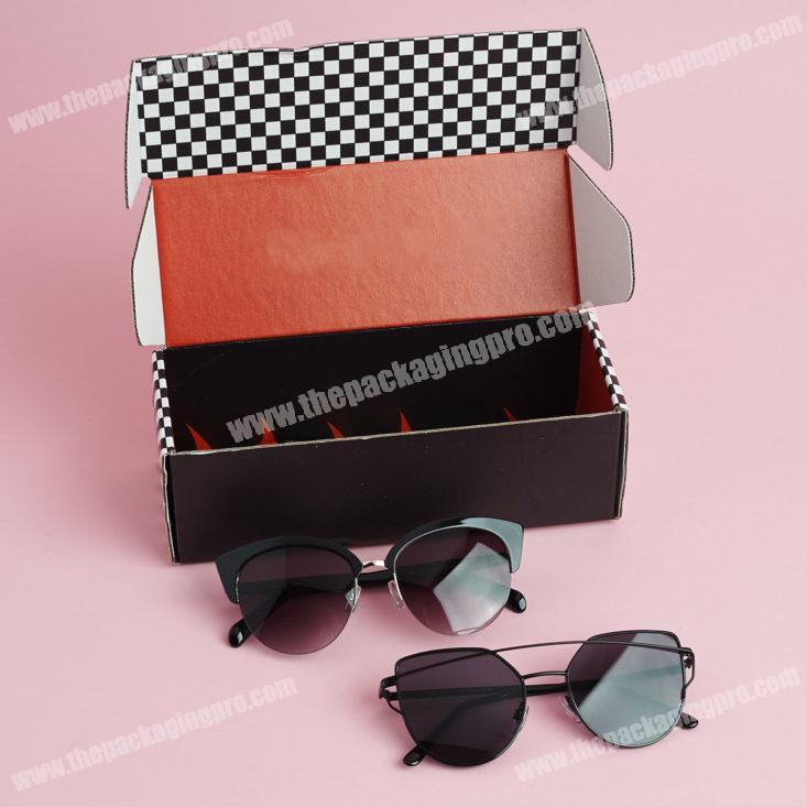 Wholesale Corrugated Shipping Mailer Boxes Embossed Logo Matte Cardboard Fashion Colored Sun glasses Subscription Boxes