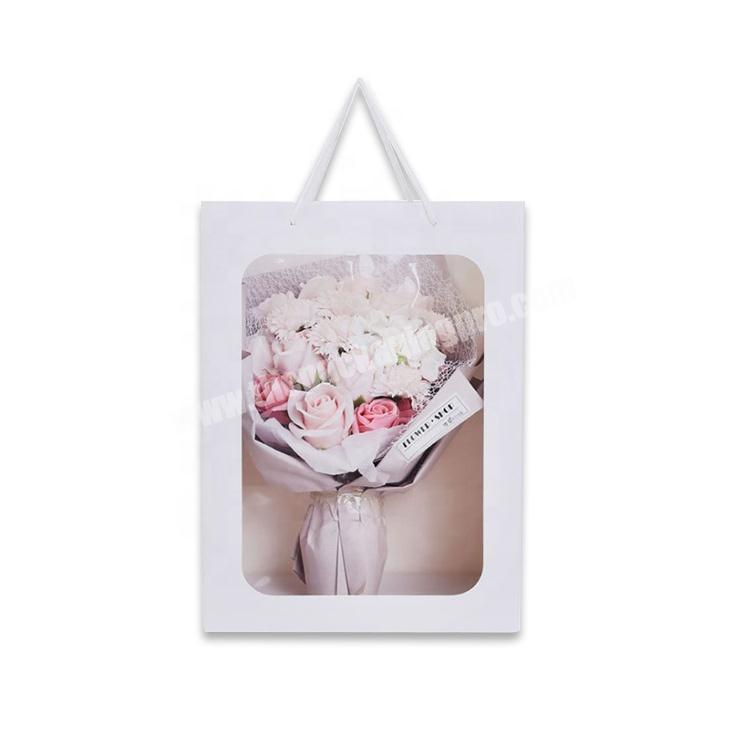Wholesale Creative Design Clear Window Portable Bouquet Flower Carrier Gift Packing Paper Bag