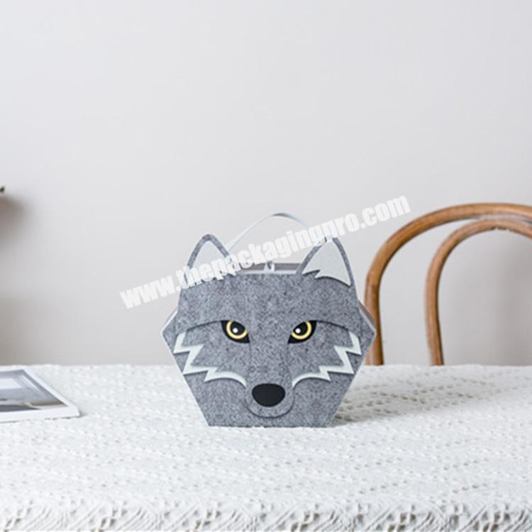 Wholesale custom animal wolf shape cardboard paper decorative suitcase with handle