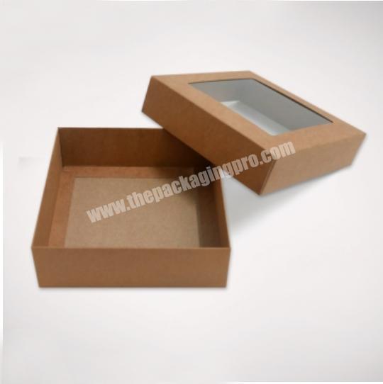 Wholesale custom brown gift box cardboard paper packaging box kraft box with clear window