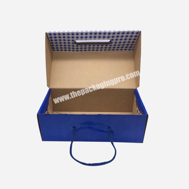 Wholesale Custom cheap portable corrugated cardboard shoe boxes with handle