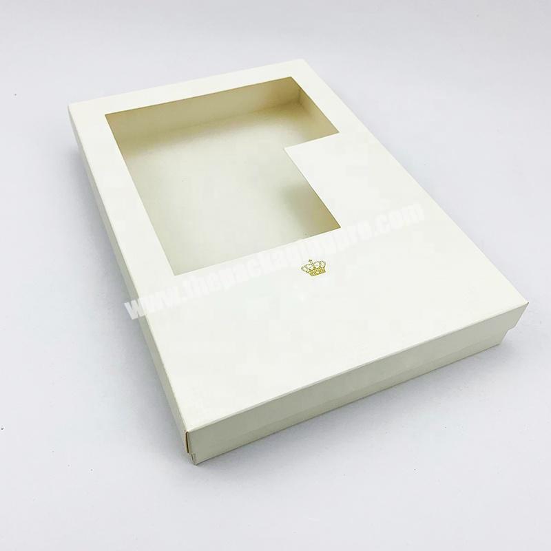Wholesale custom cheap white paper clothing packaging gift box with clear window