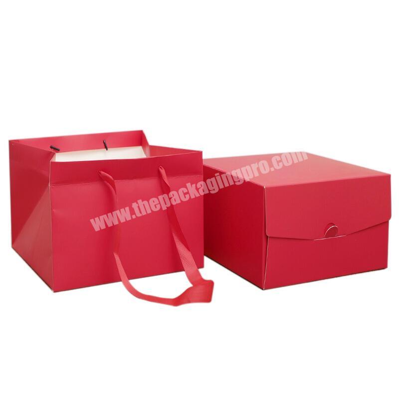 Wholesale Custom Design Birthday  Wedding Big Cake Baking Transparent Packaging Box with Handle