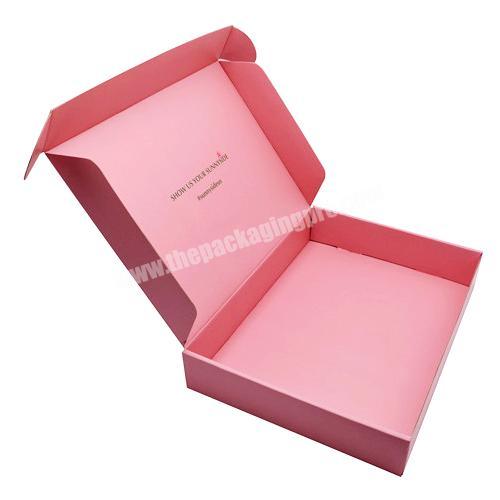 wholesale custom design corrugated cardboard paper clothing pink garment shipping packaging box