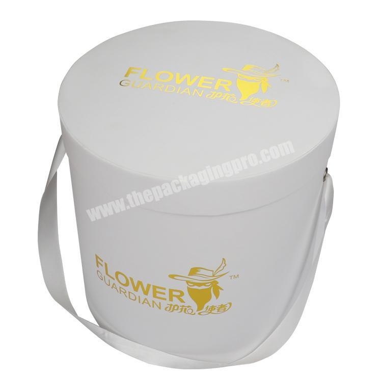 Wholesale Custom Design Cylinder Packaging Paper Hat Round Flower Box with handle