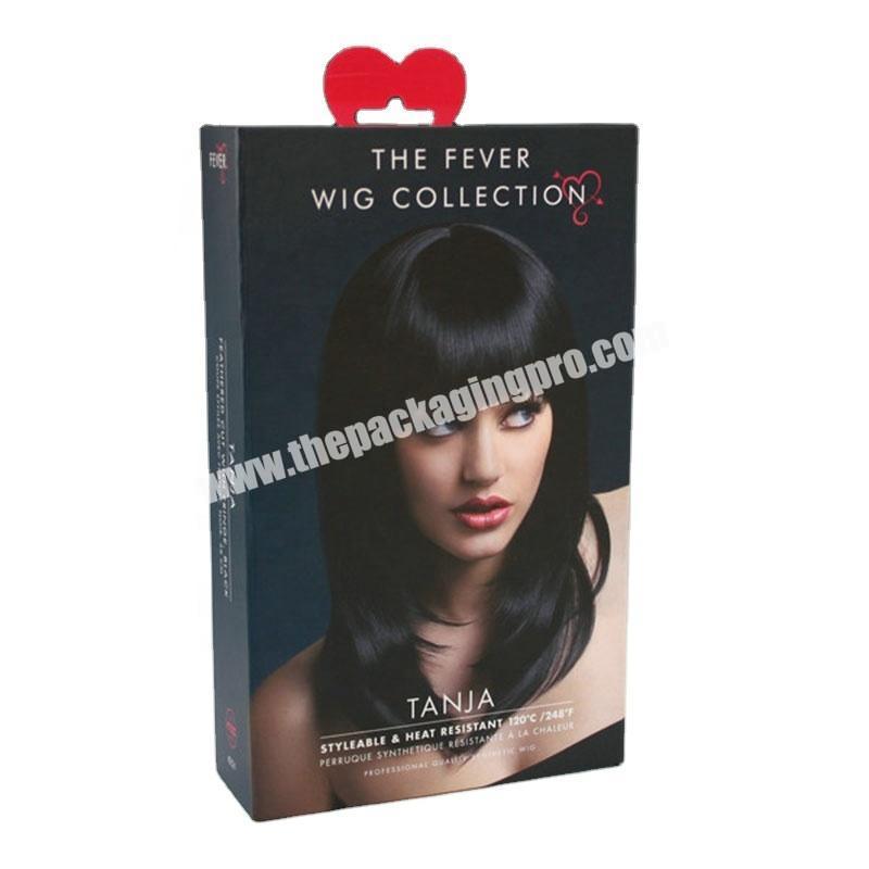 Wholesale custom folding hair extension wig  paper packaging magnetic box with plastic hanger