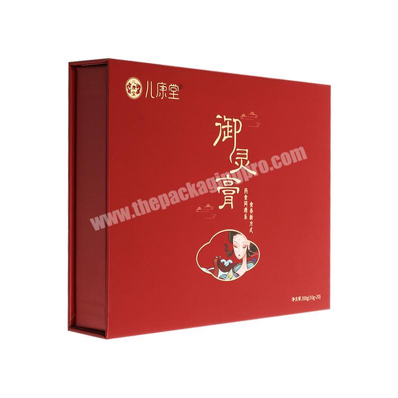 Wholesale Custom Gold Foil Logo Red Magnetic Gift Box