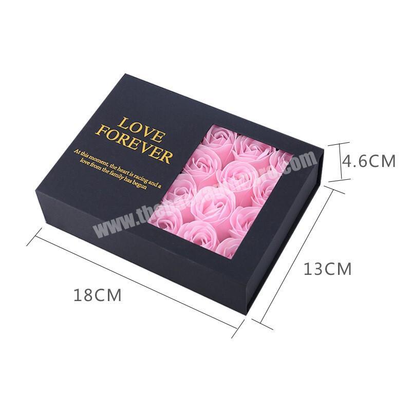 Wholesale Custom Handmade Logo Recycled Cardboard Packaging Magnetic Gift Box Black Foldable Flower Paper Gift Box