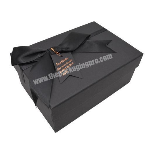 Wholesale Custom Jewelry Box Black Luxurious Gift Box Jewelry Packaging for Ring Bracelet Necklace Fancy Gift Box with Bow