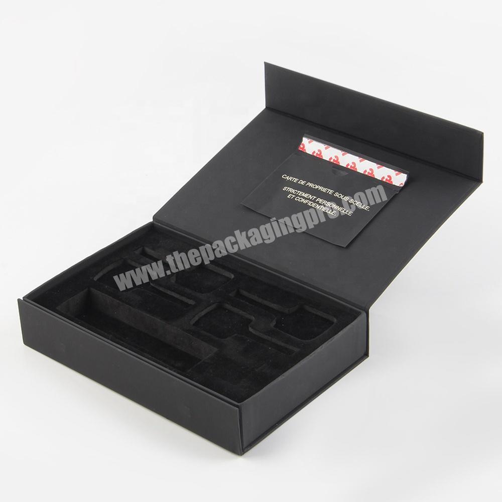 wholesale custom logo black clamshell magnetic pen set gift box