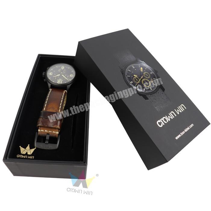 Wholesale Custom Logo Black Watch Storage Box Cardboard Luxury Watch Gift Box Single Packaging Watch Boxes Cases