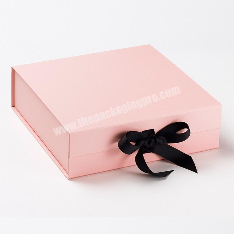 Wholesale custom logo cardboard paper packaging pink wedding gift box with magnetic closure