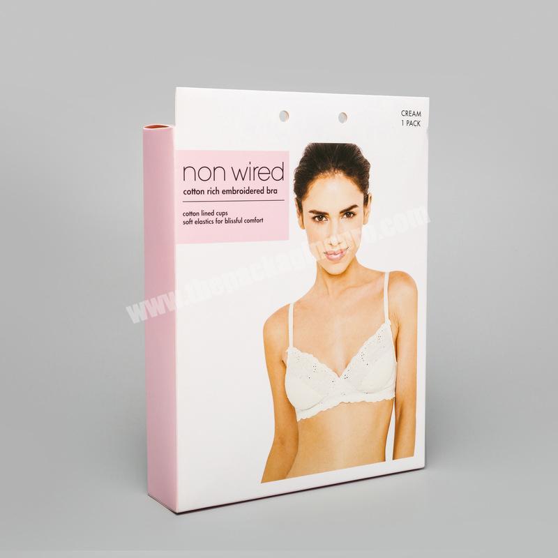 Wholesale Custom Logo Foldable Cheap Price Lingerie Seamless Bra Packing Box with Paper Hook