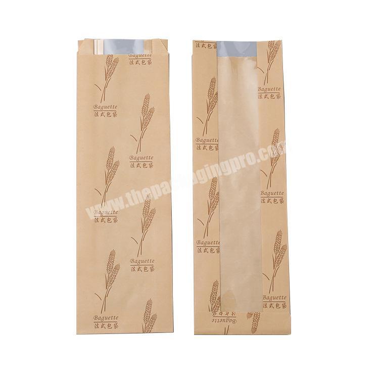 Wholesale Custom Logo Food Grade Paper Greaseproof French Bread French Baguette Take-out Packaging Bag
