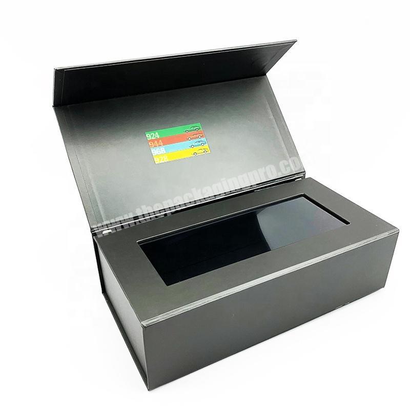 Wholesale custom logo luxury folding black lamination car model packaging paper gift box with magnet closure