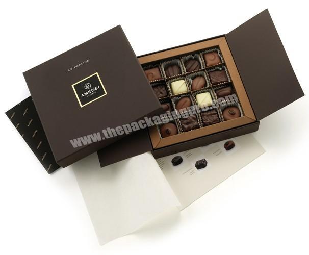 Wholesale custom logo new cardboard paper luxury gift packaging chocolate boxes with divider for chocolate sweets