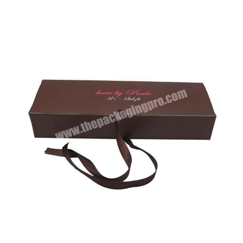 Wholesale custom logo packaging hair wig ribbon magnetic box for wigs