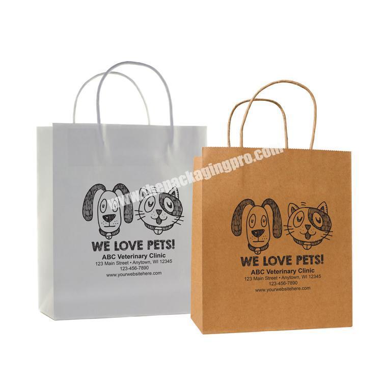 Wholesale custom logo printed grocery packaging craft brown kraft paper shopping bag