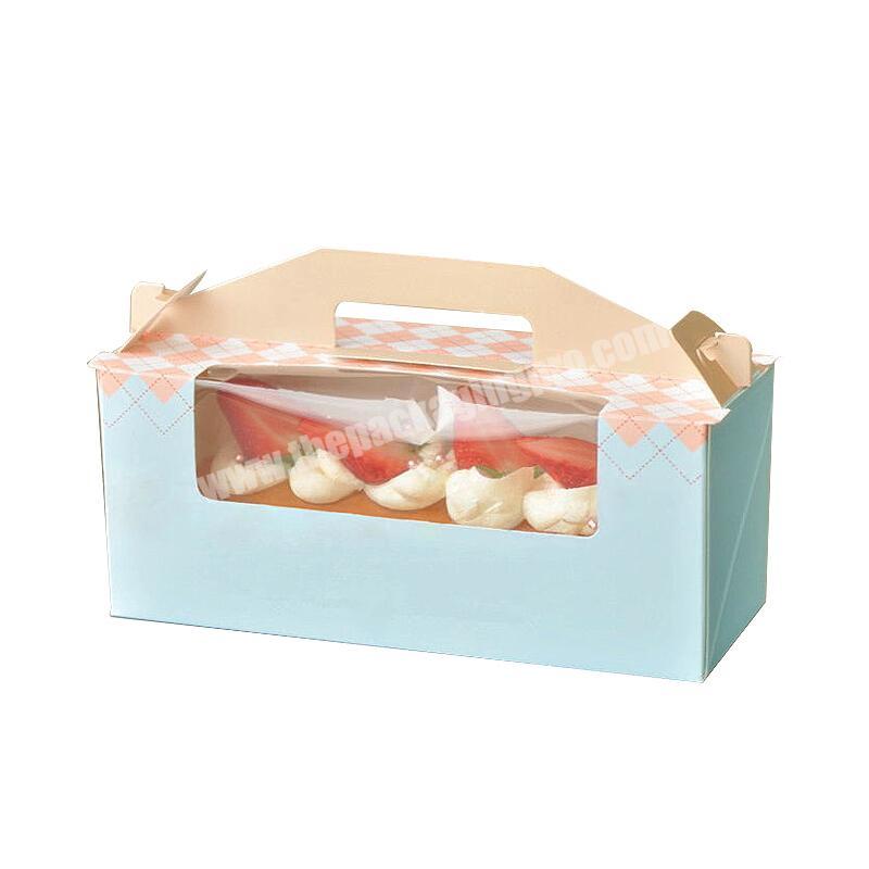 Wholesale Custom Logo Printed PVC Clear Window Portable Cookies Cupcake Cake Roll Food Grade Paper Packaging Box