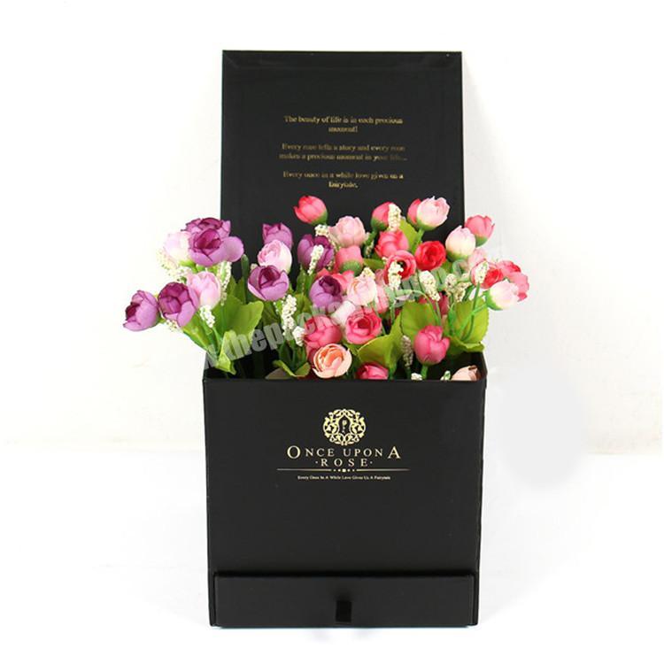 wholesale custom logo printing flower boxes square with drawer slide