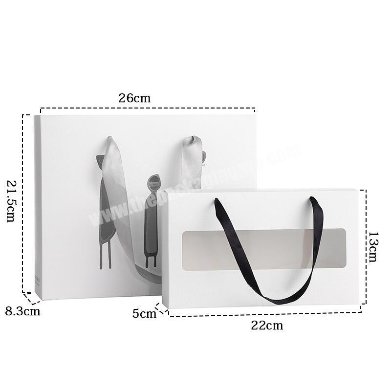 Wholesale Custom Logo Recycle Portable Cardboard Drawer Ribbon White Underwear Packing Gift Box