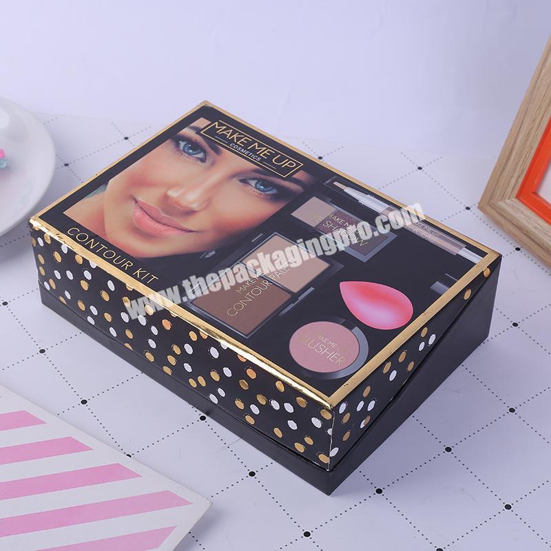Wholesale Custom Logo Rigid Flat Folding Cosmetic Christmas Face Powder Packing Box with Magnetic Lid