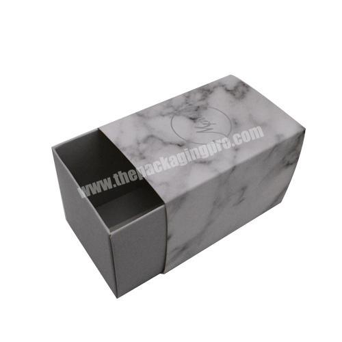 Wholesale Custom Logo Rigid Sliding Out Drawer Box Fancy Marble Gift Box for Jewelry Accessory Jewelry Storage Box with Ribbon