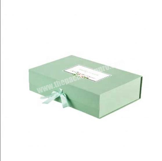 wholesale custom logo rigid style box cardboard drawer magnetic packaging cosmetics box with ribbon