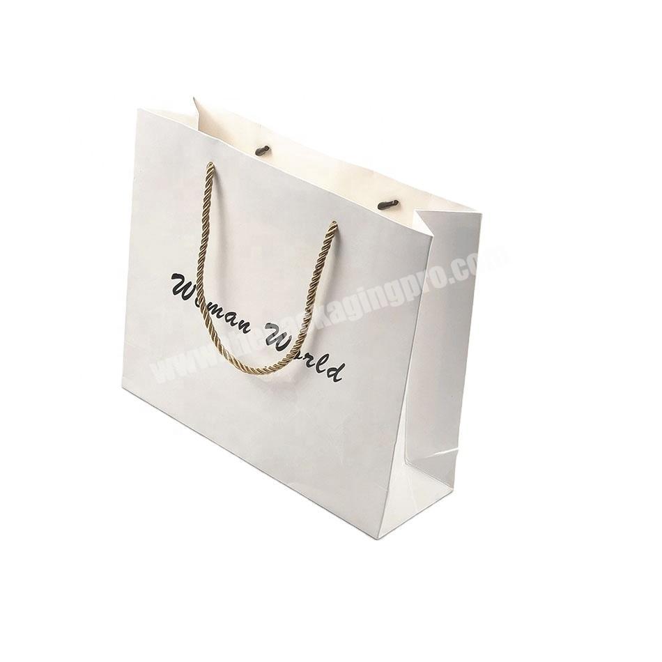 Wholesale Custom Logo Simple Printing White Paper Packaging Gift Paper Bag For Garment