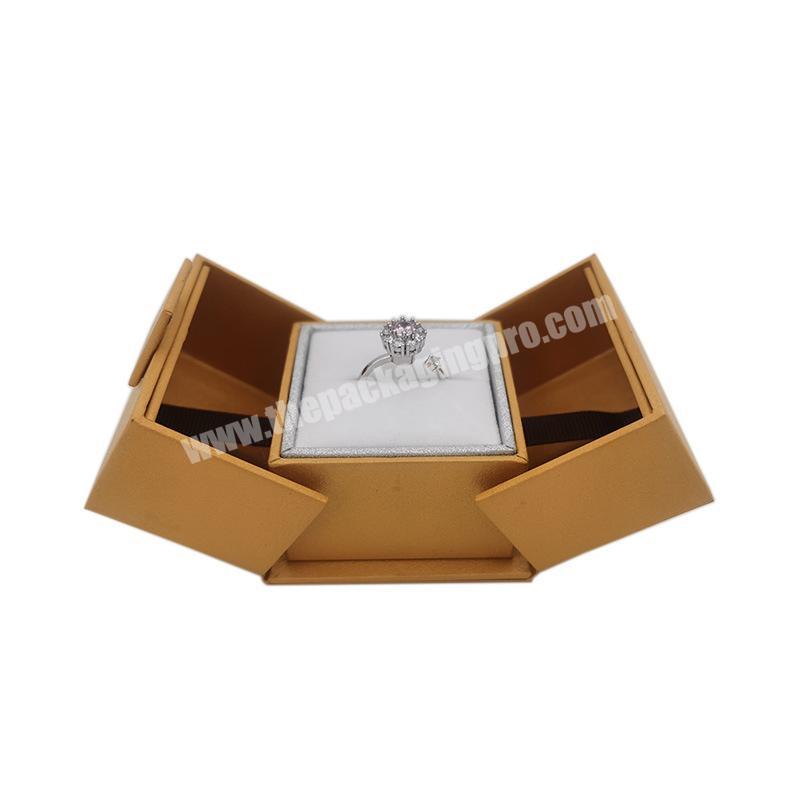Wholesale Custom LOGO Special Design Double Door Quality Jewelry Ring Box