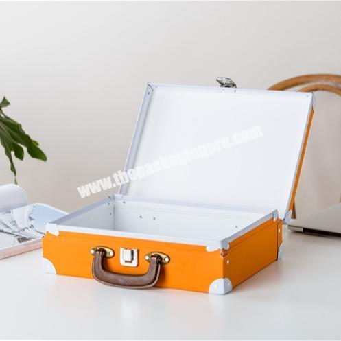 Wholesale custom logo stylish square orange blue file book storage box paper suitcase