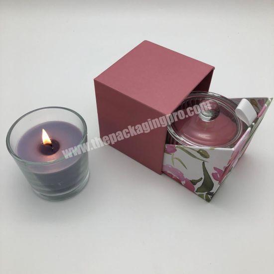 Wholesale Custom Luxury candle packaging drawer style paper box with ribbon closure