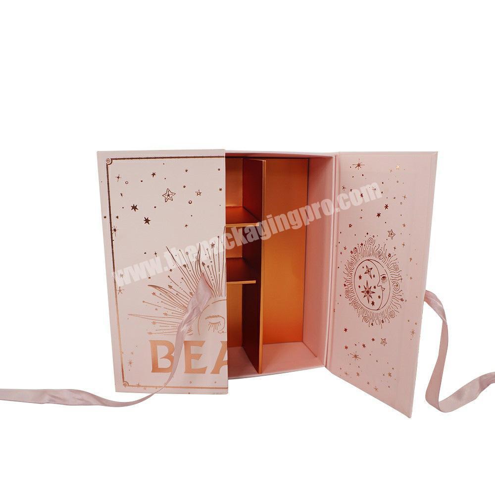 Wholesale Custom Luxury Double Door Gift Packaging Paper Box With Ribbon
