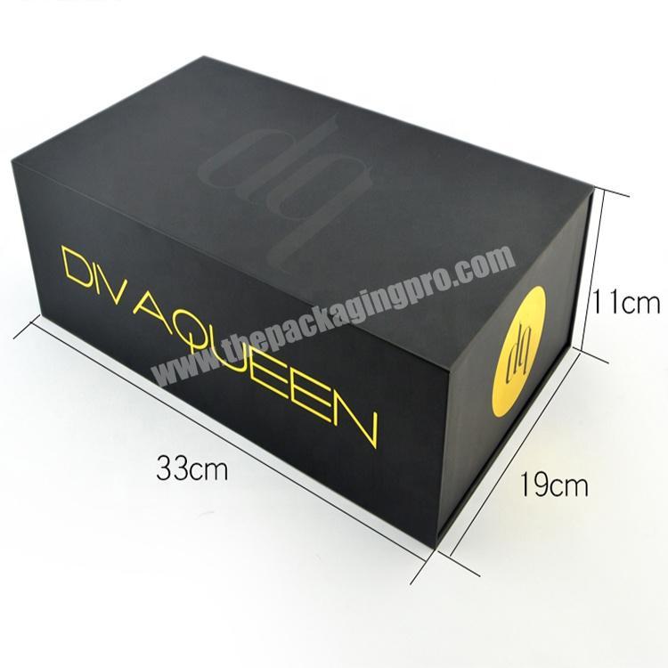 Wholesale Custom Luxury Packaging Black Magnetic box UV logo clothing packaging box