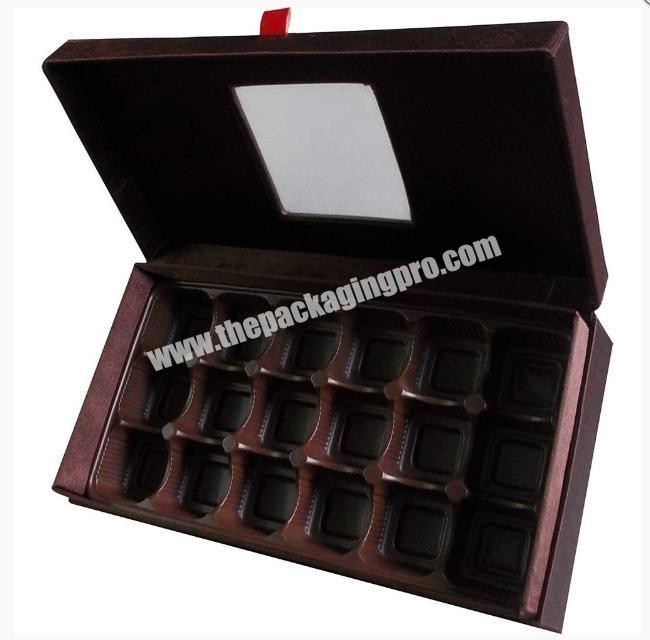 Wholesale Custom Luxury Praline Retail Packaging Black Magnetic Chocolate Box