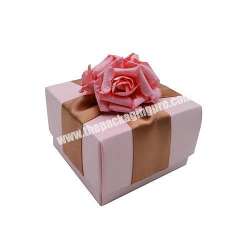 Wholesale Custom Luxury Sweet Wedding Gift Cardboard Candy Packaging Gift Box With Ribbon Flower