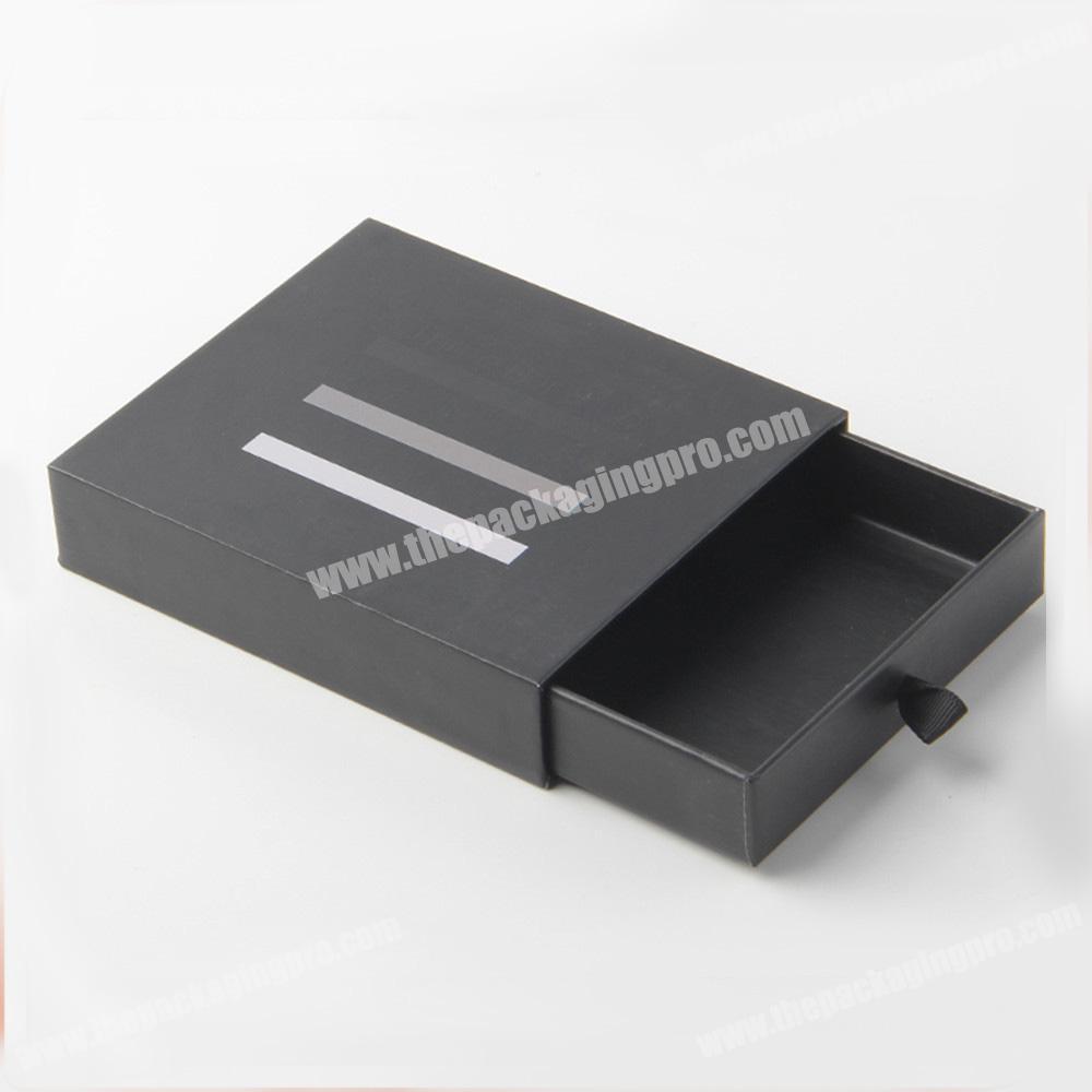 wholesale custom matte black packaging sliding gift box