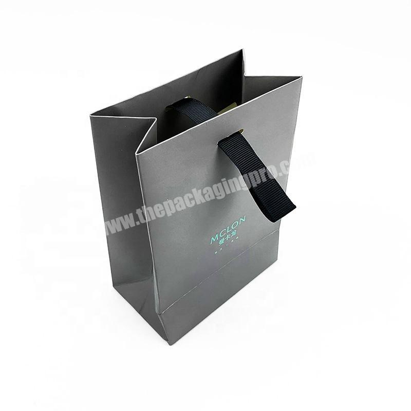 Wholesale custom mini jewelry gift cosmetic shopping paper bags with ribbon handles
