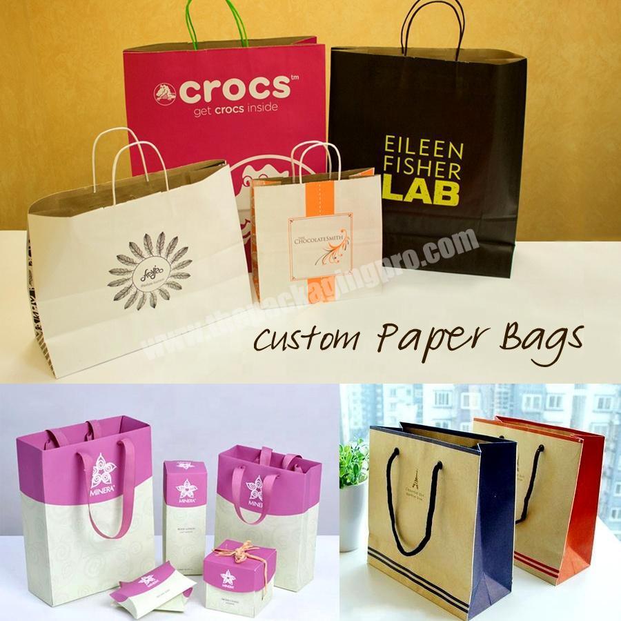 Wholesale Custom Print personalizadas Paperbags Recycle Branded Bag With Handle bolsas de papel Craft Gift Fancy Packaging Bags