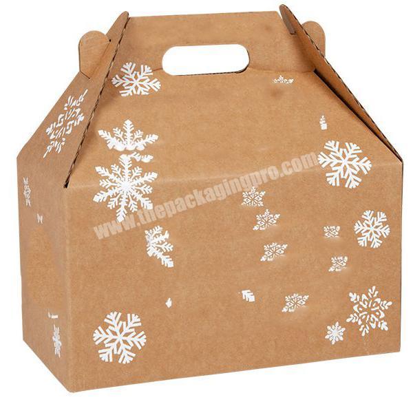 Wholesale Custom Printed Bulk Cheap Brown Kraft Paper Cardboard Gift Packaging Gable Boxes with Handle