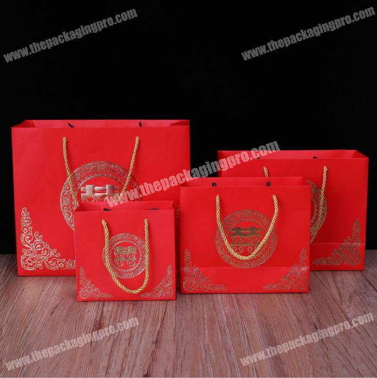 wholesale customize customized wedding candy paper bag with ribbon handle