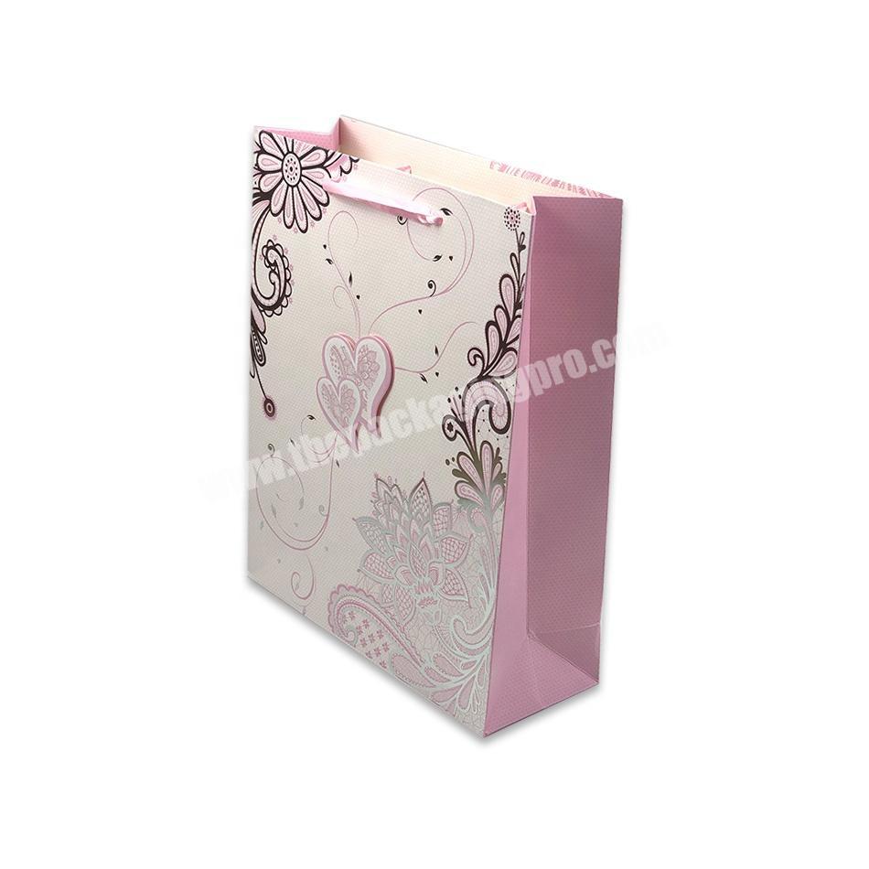 Wholesale Customize Printing Hot Stamping Logo Packaging Gift Bag White Paper Wedding Party Paper Bag