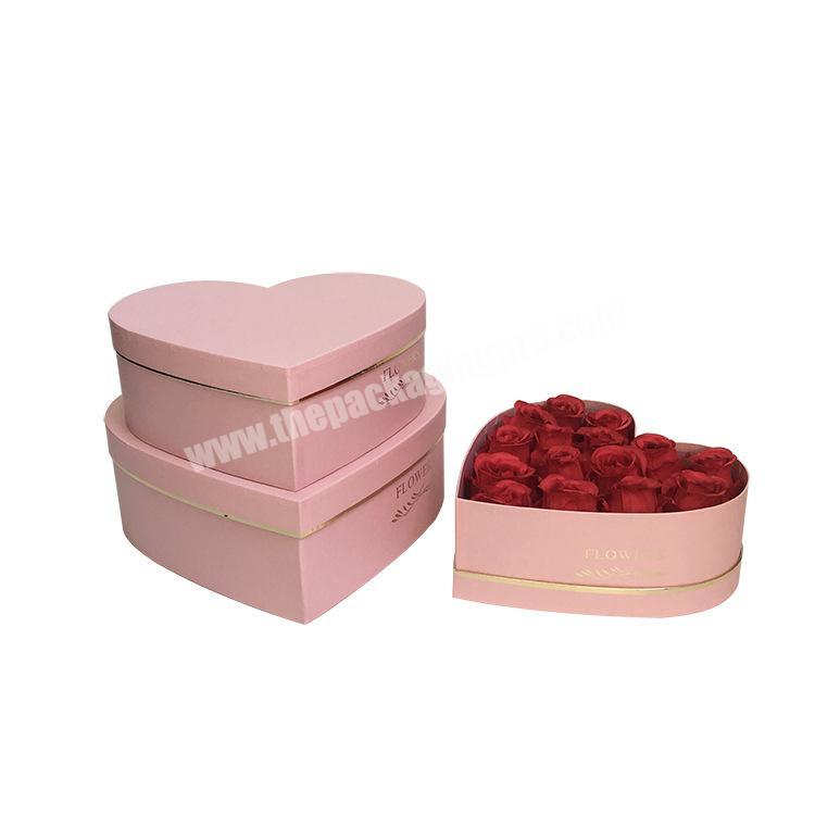 Wholesale customize three-piece heart shape luxury flower hat box